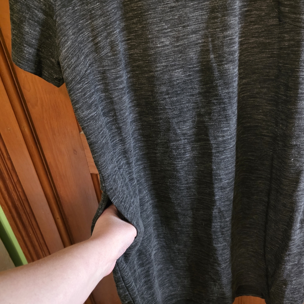 Women's Heathered Charcol Gray Space Black Short Sleeve Extra Long T Shirt